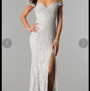 Off The Shoulders Grey Formal Dress